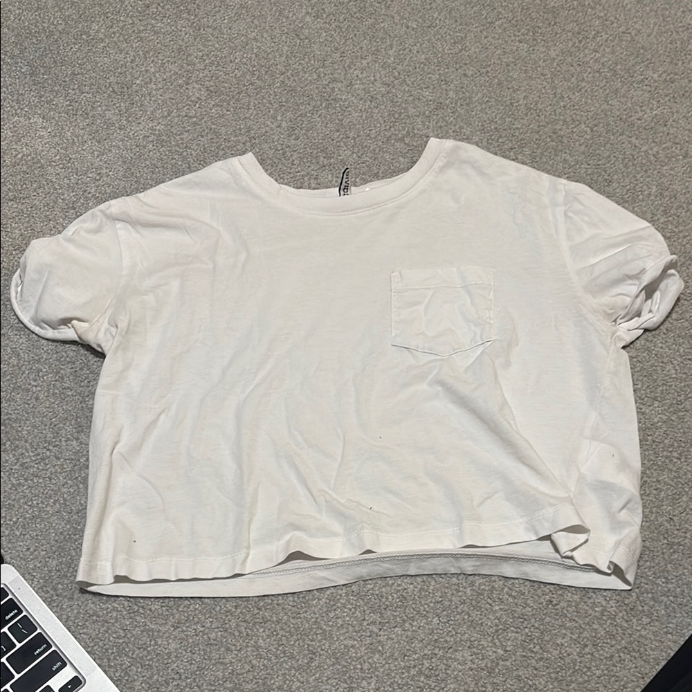 Urban Outfitters White Puff Sleeve Crop T-Shirt